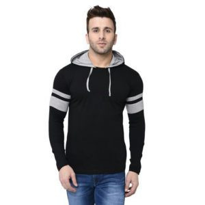 Altaf Men’s Stylish Cotton Solid Hooded T-Shirts