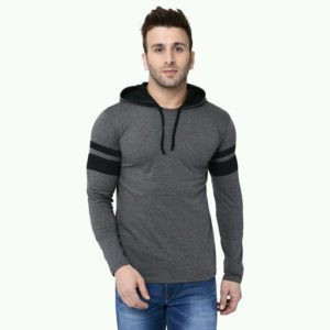 Lasla Men’s Stylish Cotton Solid Hooded T-Shirts