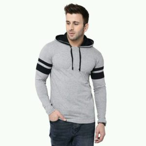 Altaf Men’s Stylish Cotton Solid Hooded T-Shirts