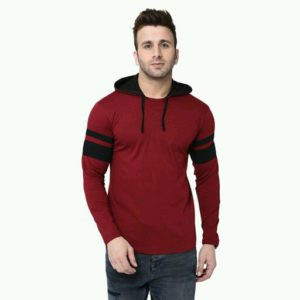MenStop Men’s Stylish Cotton Solid Hooded T-Shirts