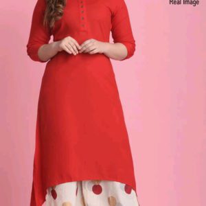 Women’s Beige Color Solid Straight Crepe Kurta With Palazzo Set
