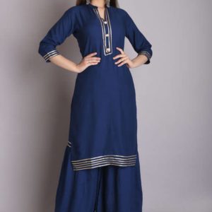 Xyra Rayon Long Embroidered Women’s Solid Rayon Kurta Sets