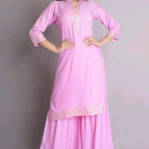Vrun Rayon Long Embroidered Women’s Solid Rayon Kurta