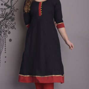 Roj Kurti Womens Cotton Embroidred Kurta With Printed
