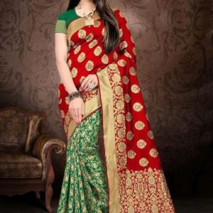Rojdeal Art Silk Saree With Blouse Piece