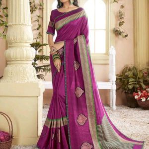 Roj Pink Color Chanderi Silk Daily Printed Saree With Blouse Piece