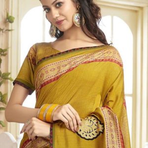 ROJ Handblock Print Jaipuri Pure Chanderi Saree