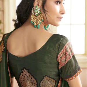 Roj Green Color Chanderi Silk Daily Printed Saree With Blouse Piece