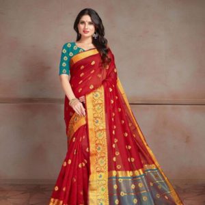 Women’s Banarasi Silk Saree With Unstitched Blouse Piece