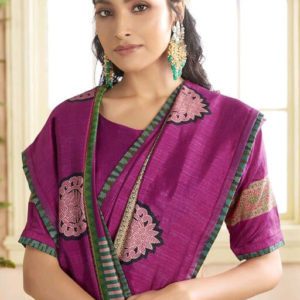 Roj Pink Color Chanderi Silk Daily Printed Saree With Blouse Piece