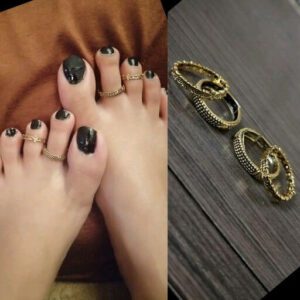 Lyks Brass Gold Women’s Anklets & Toe Rings Pack of 2 Pair