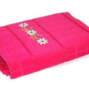 Rojdeal 100% Cotton 500 GSM 1 Piece Bath Towel ( Red Large 146 X 70 cm) Full Size