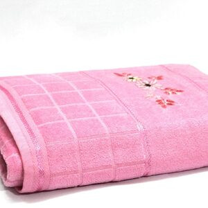 Rojdeal 100% Cotton 500 GSM 1 Piece Bath Towel ( Brown Large 146 X 70 cm) Full Size (Pink)