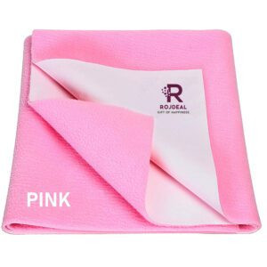 Rojdeal Waterproof Baby Bed Protector Dry Sheet for Born Babies (Small (50cm X 70cm), Pink) with Ultra absorbance (Pink)