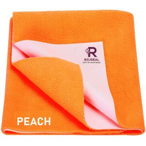 Rojdeal Waterproof Baby Bed Protector Dry Sheet for Born Babies (Small (50cm X 70cm), Pink) with Ultra absorbance (Peach)