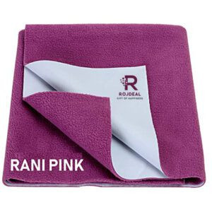 Rojdeal Waterproof Baby Bed Protector Dry Sheet for Born Babies (Small (50cm X 70cm), Rani Pink) with Ultra absorbance Rojdeal Waterproof Baby Bed Protector Dry Sheet for Born Babies (Small (50cm X 70cm), Rani Pink) with Ultra absorbance (Rani Pink)