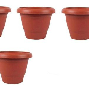 Rojdeal Heavy Duty Plastic Planter Pots Color Terracotta (13 Inch, Pack of 4)