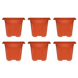 Rojdeal 12 Inch Square Pots – Square Planters Terracotta Color Flower Pots Big Size (Pack of 6)