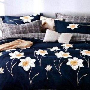 Rojdeal Glace Cotton King Size Double Bedsheet with 2 Pillow Covers (Blue)