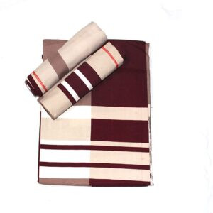 Rojdeal Glace Cotton King Size Double Bedsheet with 2 Pillow Covers (Coffee 3)