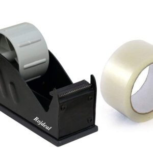 Rojdeal Tape Dispenser Heavy Weight and Anti-Skid 2 inch with Complementary 2 Inch Transparent Tape Use for Home, Office, School, Parcel Packing & Carton Sealing Premium Quality