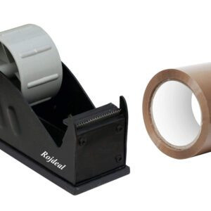 Rojdeal Tape Dispenser Heavy Weight and Anti-Skid 2 inch with Complementary 2 Inch Brown Tape Use for Home, Office, School, Parcel Packing & Carton Sealing Premium Quality