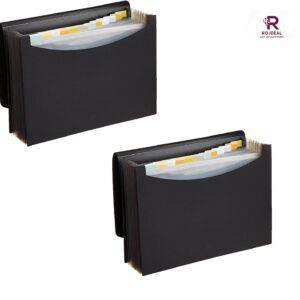 Rojdeal Expanding File Folder, Letter Size (Fits A4 Paper) – Black – with 13 Pockets (Pack of 1)