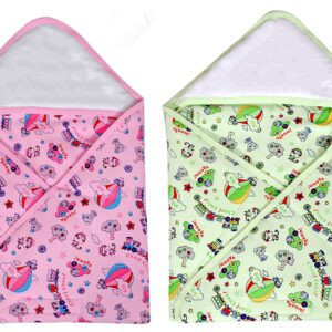 Rojdeal 100% Soft Cotton Baby Hooded Towels Extra Soft Wrapper, (Pack of 2) (55cmx75xcm) Multicolor