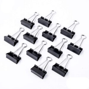 Rojdeal Small 19 mm Size Paper Binder Clip clamp for Office, Home, School, Institutions Pack of 12 Clips, Capacity 45 Pages