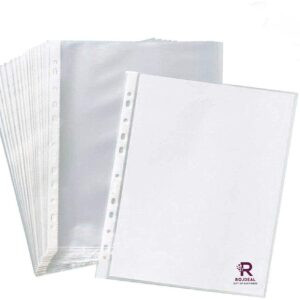 Rojdeal Transparent FS (Legal) Size Document Sleeves 200 Micron Thickness Leaf Waterproof Clear Sheet Protector 11 Holes Punched Ring Files (25)