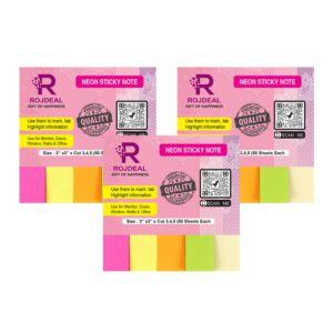 Rojdeal Flags – 5 Color Page Marker Pack of 12 Index Tabs Sticky Notes