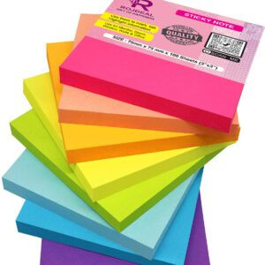 Rojdeal Super Sticky Notes, 2X Sticking Power, in Bright neon Colors for Notes and Reminders, 3 in. x 3 in,15 Pads/Pack,1500 Sheet