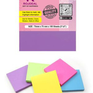 Rojdeal Sticky Notes, Bright neon Colors for Notes and Reminders, 3 in. x 3 in,5 Pads/Pack, 5 Colors x 100 Sheets/Pad Sticky Notes Stationary