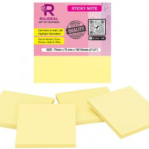 Rojdeal Sticky Notes, 2X Sticking Power, 3″ x 3″ , Pastel Yellow Sticky Notes (100 Sheets per Pad) Pack of 3