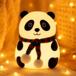 Panda Night Light Lamp Rechargeable 7 Color Changing LED Soft Silicone Panda Night Light for Kids Adorable Room Decor & Gift for Girls & Boys Cute Unisex Nightlight
